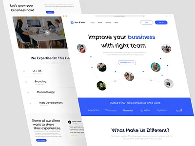 Sun & Mon - Company Profile Landing Page agency bussiness clean company company profile corporate creative digital landing page marketing minimalism profile studio ui uiux ux web web design webpage website
