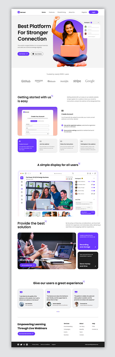 Memeet - Webinar Landing Page adobe xd branding dashboard design design design inspiration figma freelancing graphic design icon illustration landing page design landingpage motion graphics typography ui uiux design user interface design ux vector website design