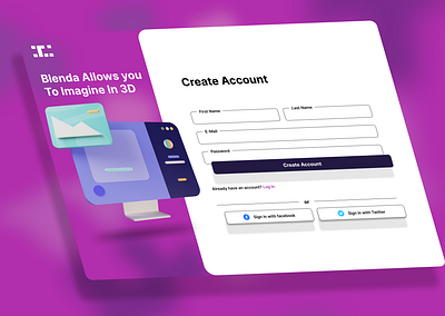 Account Creation page (desktop View) 3d graphic design ui