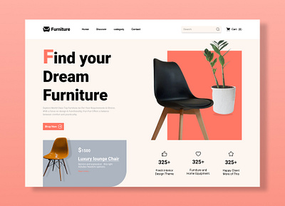 Interior Modern Furniture Landing Page Website 3d animation branding design furniture graphic design illustration logo motion graphics plant ui vector