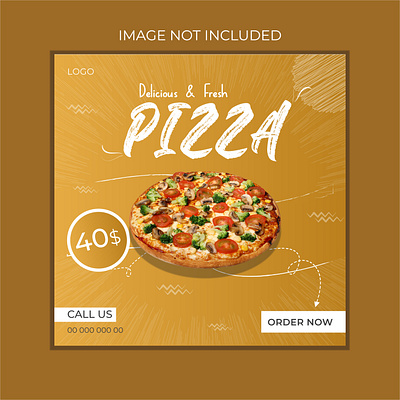 Social Media Pizza Food Design. adobe illustrator banner business design food food sale food shop graphic design marketing pizza pizza sale post design social media post design square banner template vector