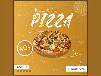 Social Media Pizza Food Design. adobe illustrator banner business design food food sale food shop graphic design marketing pizza pizza sale post design social media post design square banner template vector