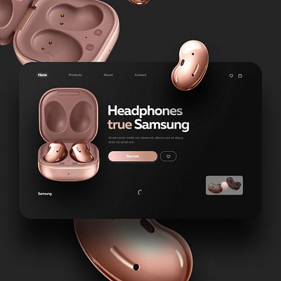 Concept "Headphones true samsung" from the Yudaev School branding design heaphones main page samsung web web design