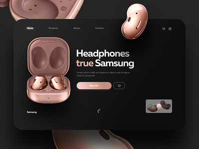 Concept "Headphones true samsung" from the Yudaev School branding design heaphones main page samsung web web design