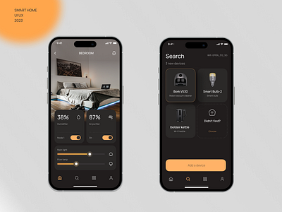 Smart home app bedroom clean ui clever home device gadgets home automation ios iphone minimalism minimalist mobile mobile app popular smart home app smart house smarthome ui ux