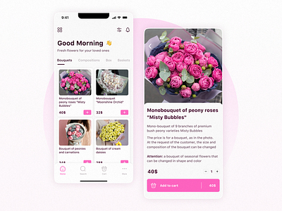 Flower selling app app bouquet design flowers mobile application screen ui ux