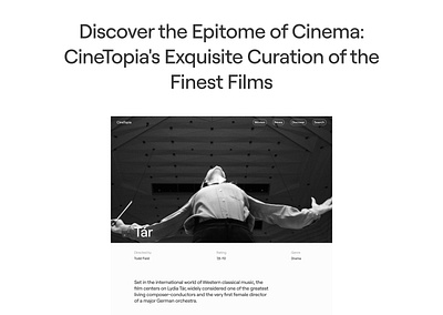 CineTopia website blackandwhite branding design minimalism movie typography ui ux web design