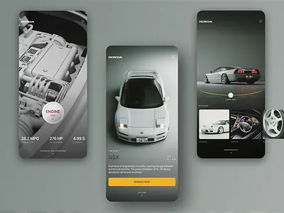 1989 NSX - Mobile Web launch automotive ui blender concept honda learning nsx user interface
