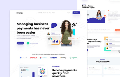 Finance - Managing Business Payment design figma landing page
