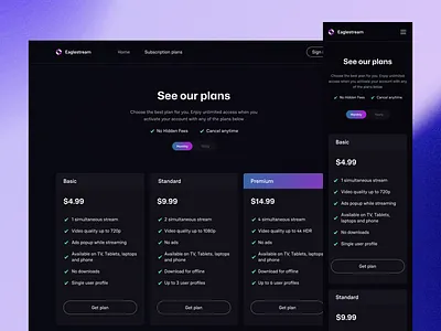 Pricing plans design landing page movie movies ui ui design ux ux design web design