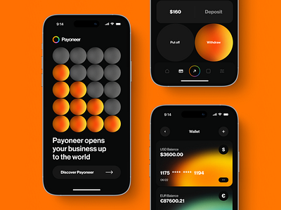 Mobile redesign concept for a FinTech app | Lazarev. adaptation app application balance banking business crypto design discover fintech interface mobile payment payoneer platform ui usd ux wallet withdraw