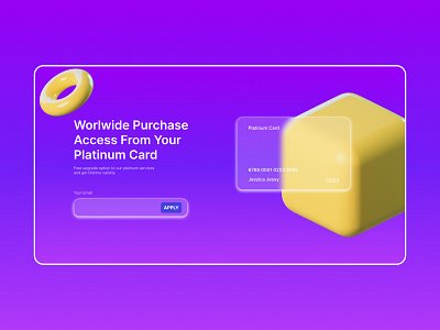Landing page dedicated to financial cards 3d bank card card design graphic design illustration platinum card ui ux vector web design