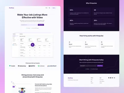 HirePulse design gradients hr landing page saas talent ui ui design ux ux design web design