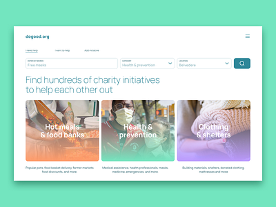 DoGood web design charity donation pandemic ui web design