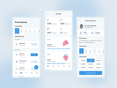 RPM app for patients app dashboard doctor ehr emr health healthcare hospital illustration medicalapp medicare medicine mobile monitoring patient remote rpm startup telehealth ui