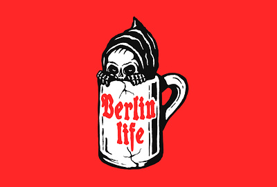 Berlin life - Skull kid beer berlin berlin life berliner glass illustration kindl skull