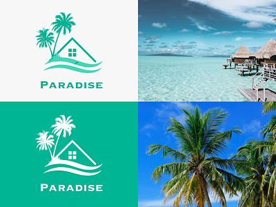 Paradise logo design animation app beach brand branding design graphic design identity illustration logo resort typography ui ux vector