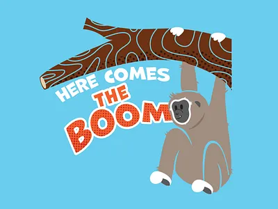 Here Comes the Boom design fun gibbon graphic design illo illustration merch monkey vector zoo