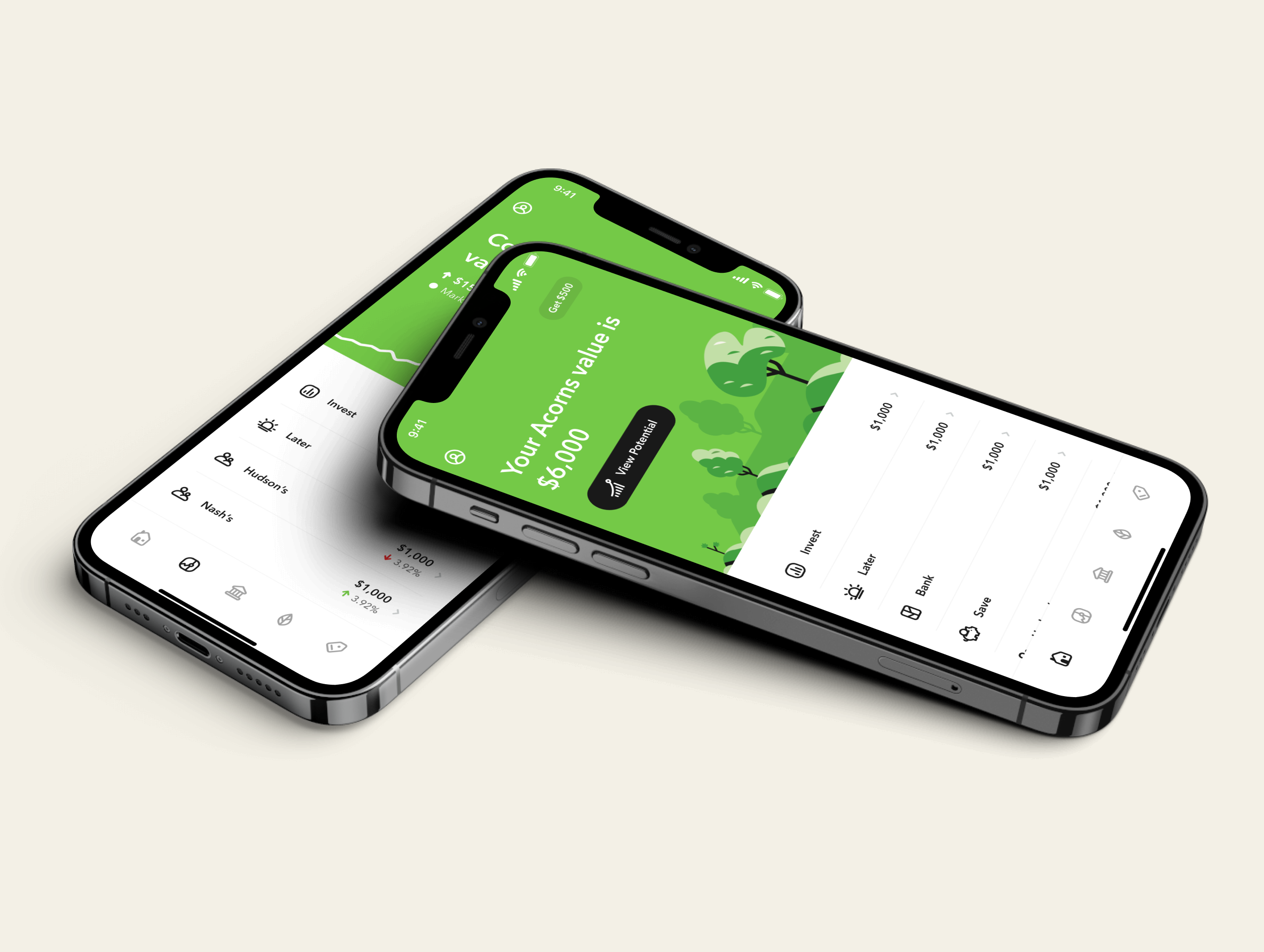 Introducing Acorns 4.0 app chart graph navigation product design ui