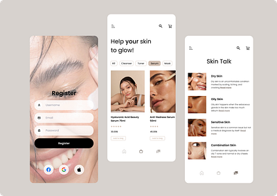 E-commerce Skincare App Concept app branding design graphic design illustration logo typography ui ux vector