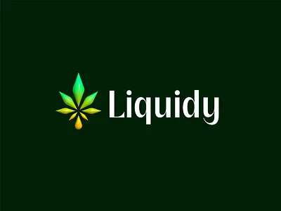 Liquidy - Logo Design 💧 brand branding cannabis commerce consume cosmetic drop drugs exotic fruit liquid liquide logo marijuana oil palm plant