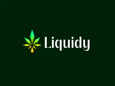 Liquidy - Logo Design 💧 brand branding cannabis commerce consume cosmetic drop drugs exotic fruit liquid liquide logo marijuana oil palm plant