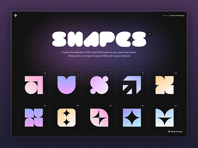Shapes 2.0 copy paste dark framer free freebie geometric gradient logo shape shapes svg vector website