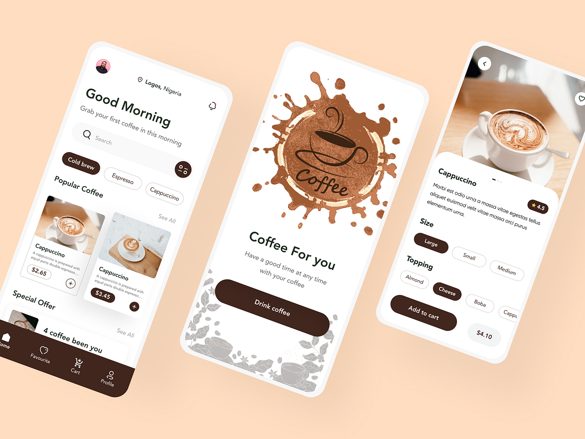 Coffee App designs, themes, templates and downloadable graphic elements