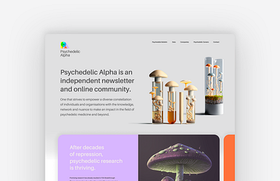 Psychedelic Alpha branding colorful design digital design figma graphic design landing page logo mushrooms psychedelic typography ui ux vector website