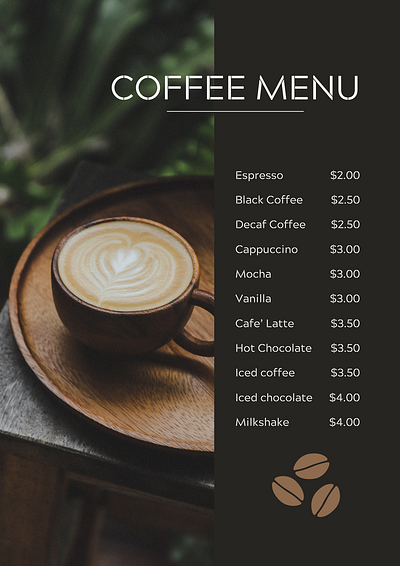 Cafe Menu Sample cafe coffee custom design graphic design illustration menu