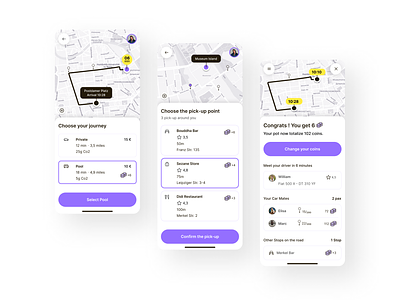 Cab app android app booking cab colorful dapper dashing design fresh app gamification inspiration ios mobile mobility purple ride taxi tendency ui yellow