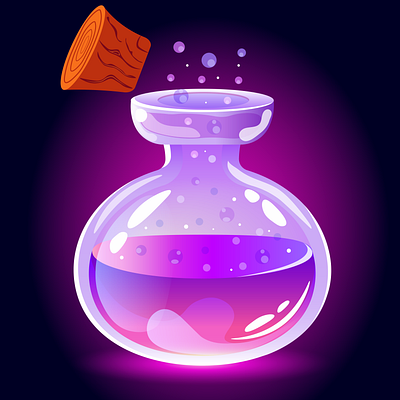 Bubbling magic potion with cork bottle illustration magic magic potion potion vector xartoon