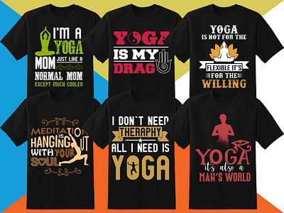 Yoga T-Shirt Designs Bundle branding design graphic design illustration logo teacher typography ui ux vector