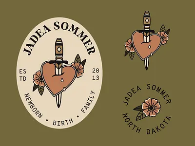 Family Photographer Brand birth photographer branding dagger edgy family photographer flower green heart illustration logo newborn photographer photographer photographer logo photography pink tattoo