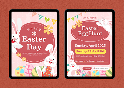 Pink and Red Cute Playful Happy Easter Poster canva canvatemplate design design graphic v graphic design