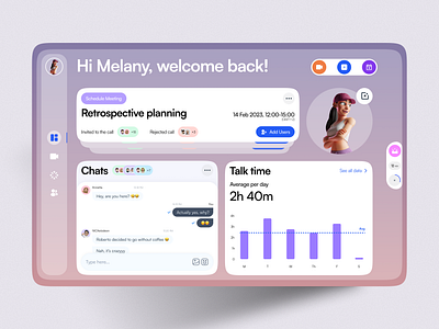 Videochat dashboard design illustration typography ui ux