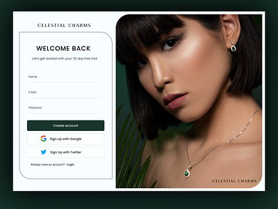 Jewellery Website's Sign Up page dailyui feministic design jewellery website jewelry web design signup page ui design web design