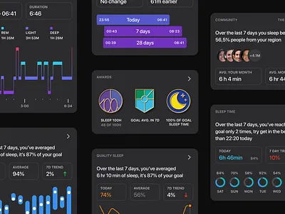 Sleep widgets app dark ui ux widgets