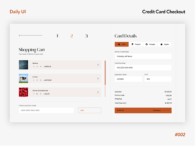 Daily UI 002 - Credit Card Checkout 002 checkout credit card daily ui dailyui design graphic design ui web web design