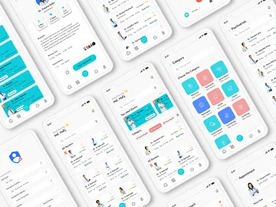Doctor Appointment App app designer appdesign appointment branding clean design doctorapp minimal ocean blue ui ui design ui designer uiux uiux design uiux designer ux design visual design webdesign white