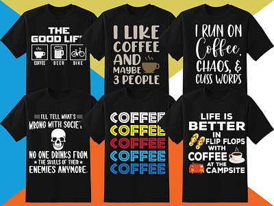 Coffee T-Shirt Designs Bundle branding design graphic design illustration logo teacher typography ui ux vector