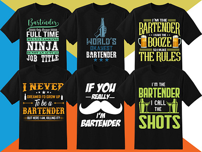 Bartender T-Shirt Designs Bundle 3d animation branding design graphic design illustration logo motion graphics teacher typography ui ux vector