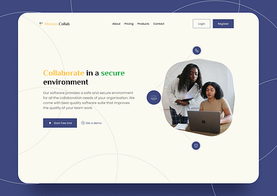 Collaboration tool landing page - light theme collaboration design interface landing landing page light light theme minimal design minimalist ui user interface web design