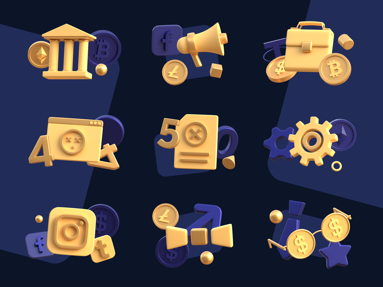 3D icon design 3d icon bitcoin coin cryptocurrency dollar error ethereum icon ui usdt web3