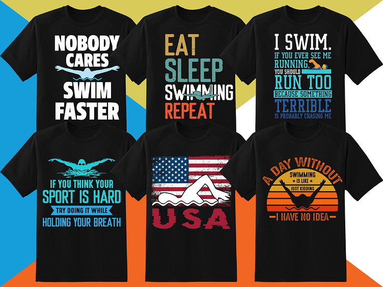 Swimming T Shirt Designs Bundle By Al Kabir On Dribbble