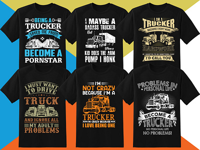 Truck T-Shirt Designs Bundle branding design graphic design illustration logo teacher typography ui ux vector