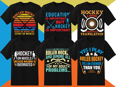 Roller Hockey T-Shirt Designs Bundle 3d animation branding design graphic design illustration logo motion graphics teacher typography ui ux vector