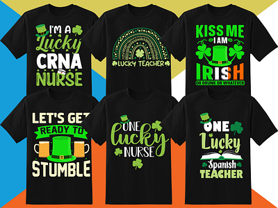 St. Patrick's Day T-Shirt Designs Bundle branding design graphic design illustration logo teacher typography ui ux vector