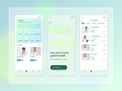 Telehealt android dentist green hospital medical medicine mobile radiologist ui uiux