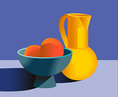Still Life bright colorful design drawing fruit gold grain graphic design illustration illustrator minimal orange pitcher purple still life teal vector